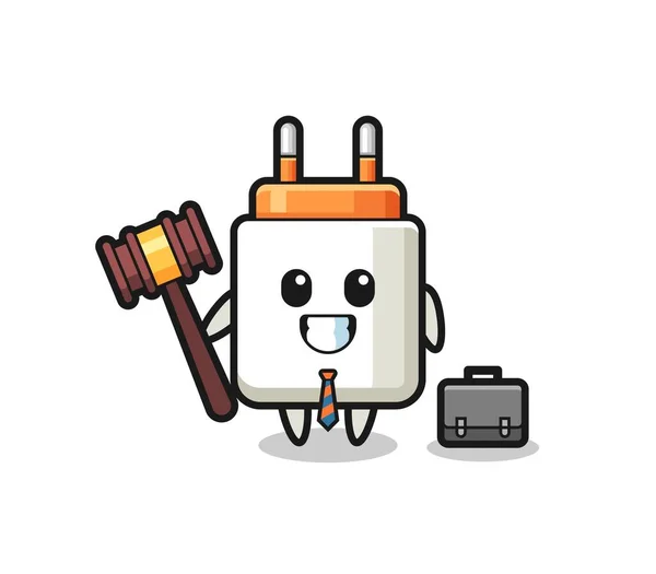 Illustration Power Adapter Mascot Lawyer Cute Design — Stock Vector