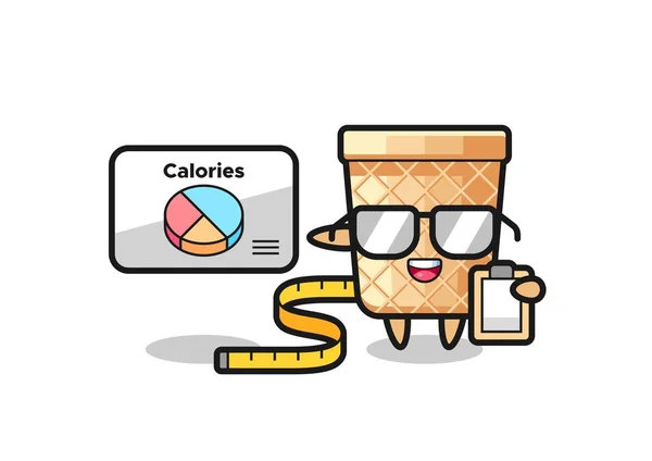 Ilustração Waffle Cone Mascote Como Nutricionista Design Bonito —  Vetores de Stock
