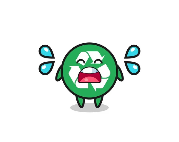 Recycling Cartoon Illustration Crying Gesture Cute Design — Stock Vector