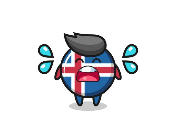 Iceland Flag Cartoon Illustration Crying Gesture Cute Design — Stock Vector