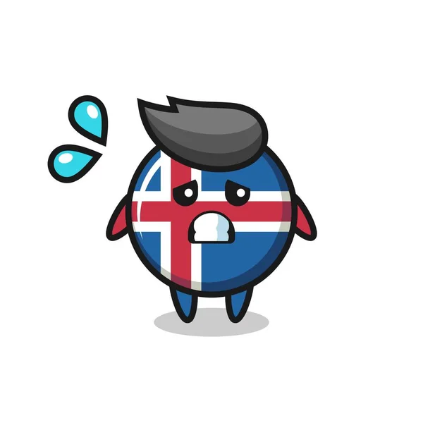 怖いジェスチャーでアイスランドの旗のマスコットキャラクター かわいいデザイン — ストックベクタ
