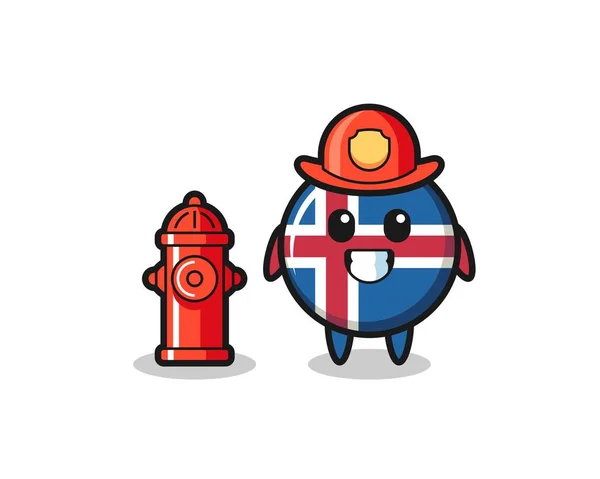 冰原旗作为消防员的吉祥物 可爱的设计 — 图库矢量图片