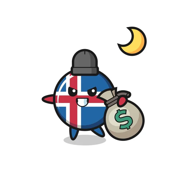 Illustration Der Isländischen Flagge Karikatur Ist Das Geld Gestohlen Niedliches — Stockvektor