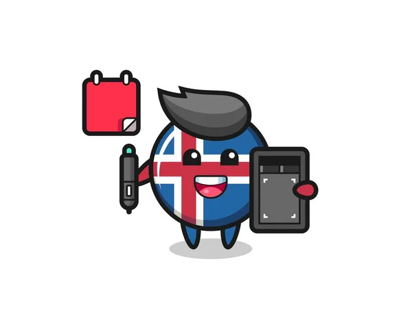 Illustration Iceland Flag Mascot Graphic Designer Cute Design — Stock Vector