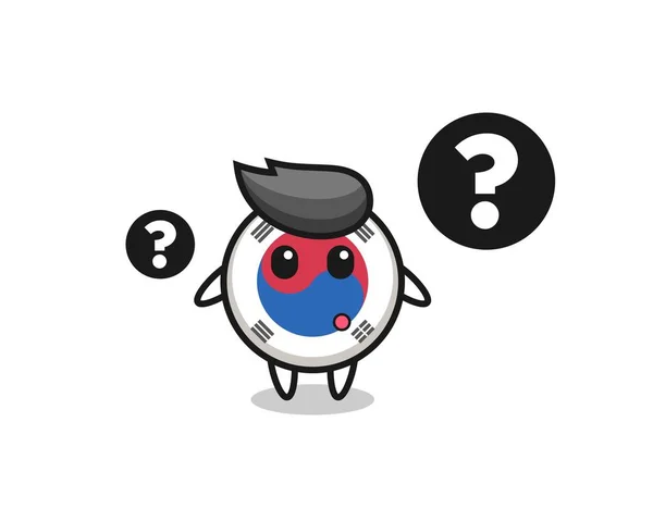 Cartoon Illustration South Korea Flag Question Mark Cute Design — 스톡 벡터