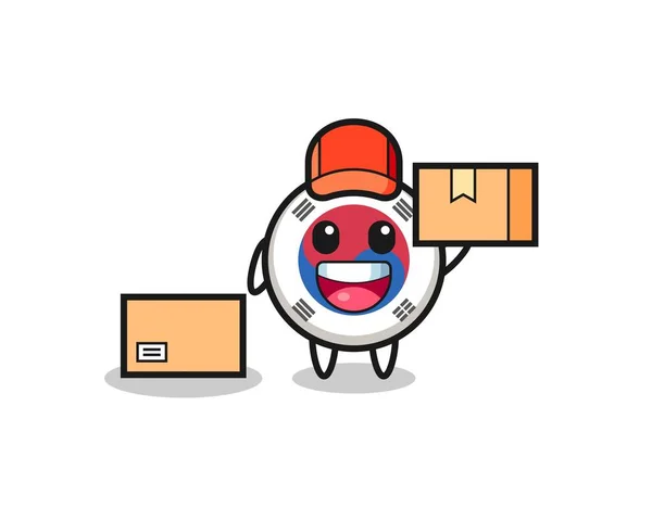 Mascot Illustration South Korea Flag Courier Pretty Design — стоковий вектор