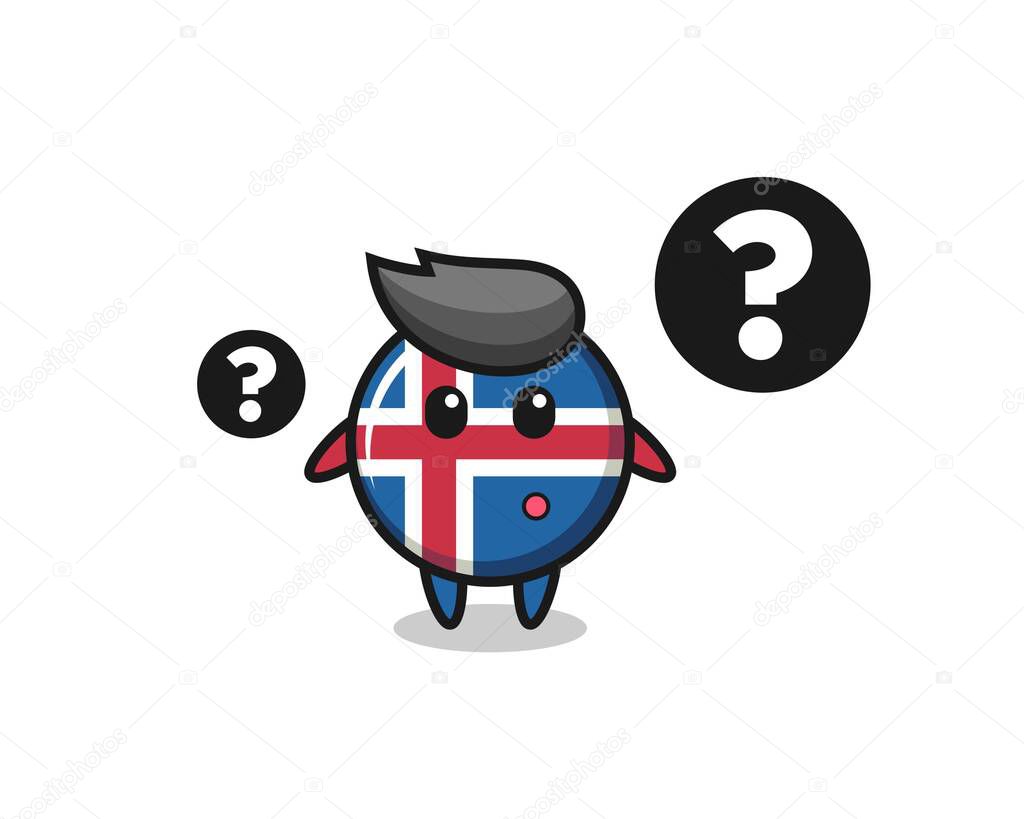 Cartoon Illustration of iceland flag with the question mark , cute design