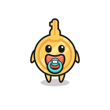 Emziği olan bebek anahtarı çizgi film karakteri, şirin tasarım.