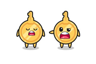 İki sevimli anahtar karakter arasındaki tartışmanın gösterimi, şirin tasarım