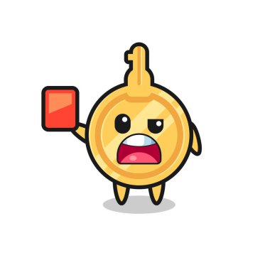 Hakem olarak sevimli maskot kırmızı kart veriyor, şirin tasarım.