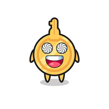 Sevimli anahtar karakter hipnotize edilmiş gözler, şirin tasarım