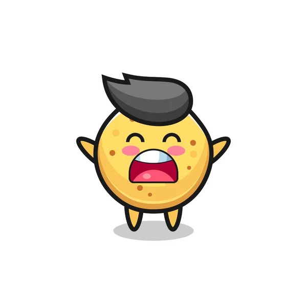 Cute Potato Chip Mascot Yawn Expression Cute Design — Stock Vector