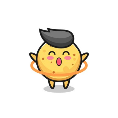 Şirin patates cipsi çizgi filmi hula hoop oynuyor, şirin tasarım.