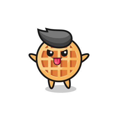 alaycı duruşta yaramaz çember waffle karakteri, şirin tasarım