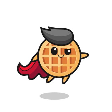 Tatlı halka waffle süper kahraman karakter uçuyor, şirin tasarım.