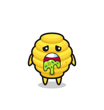 Sevimli arı kovanı karakteri kusmuklu, şirin tasarım.