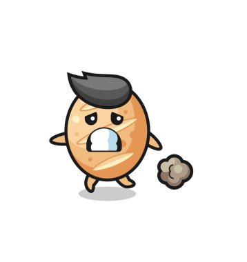 Korku içinde koşan Fransız ekmeğinin güzel tasarımı.