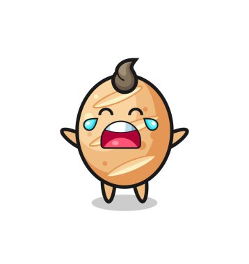 Ağlayan Fransız ekmeğinin güzel bebeği, şirin tasarımı.