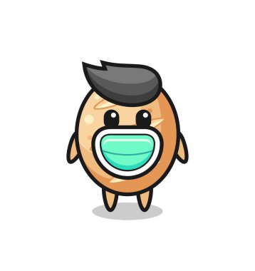 Maske takan şirin bir Fransız ekmek çizgi filmi, şirin bir tasarım.