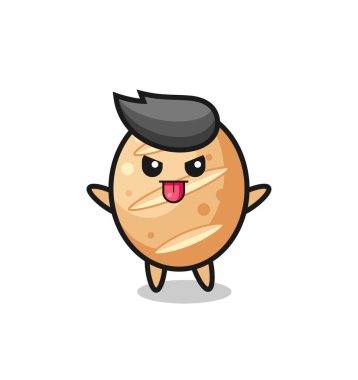 Yaramaz Fransız ekmek karakteri alaycı poz, şirin tasarım.