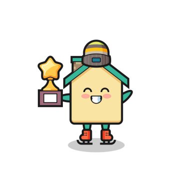 House çizgi filmi buz patencisi. Kazanan kupa, şirin tasarım.