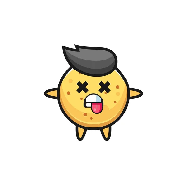 Character Cute Potato Chip Dead Pose Cute Design — Stock Vector