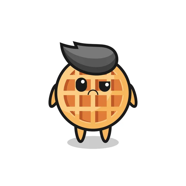 Mascot Circle Waffle Sceptical Face Cute Design — Stock Vector