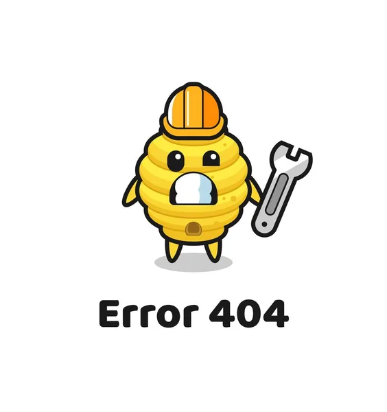 Errore 404 Con Simpatico Alveare Mascotte Design Carino — Vettoriale Stock