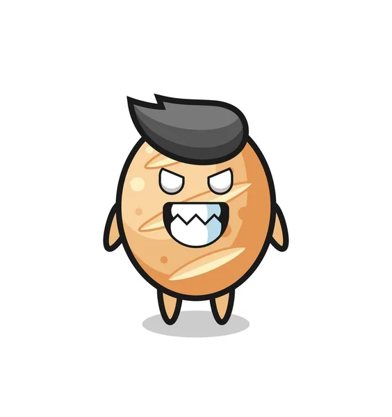 Expressão Maligna Francês Pão Bonito Mascote Personagem Design Bonito — Vetor de Stock