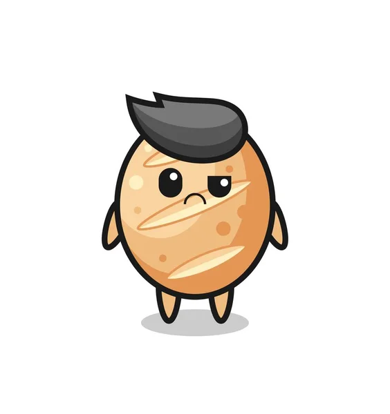 Mascot French Bread Sceptical Face Cute Design — Stock Vector