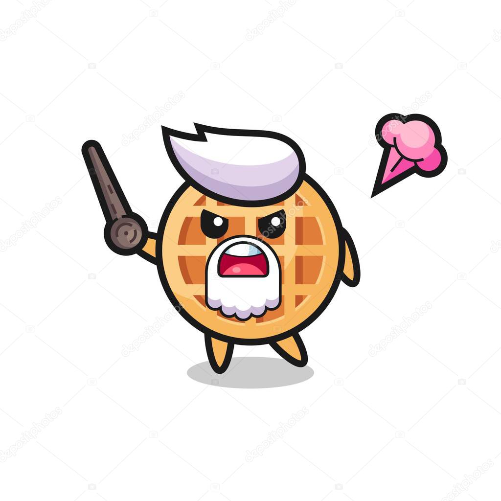 cute circle waffle grandpa is getting angry , cute design