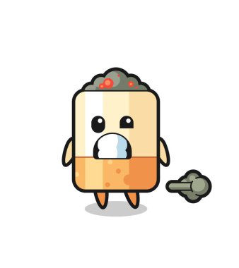 Osuruk yapan sigara çizgi filminin çizimi, şirin bir tasarım.