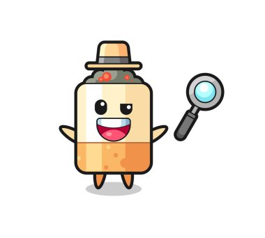 Bir davayı çözmeyi başaran bir dedektif olarak sigara maskotunun güzel tasarımı.