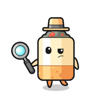 sigara dedektifi karakteri bir davayı inceliyor, şirin bir tasarım.