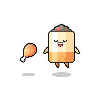 Şirin bir sigara yüzüyor ve cezbedici çünkü kızarmış tavuk, şirin tasarım