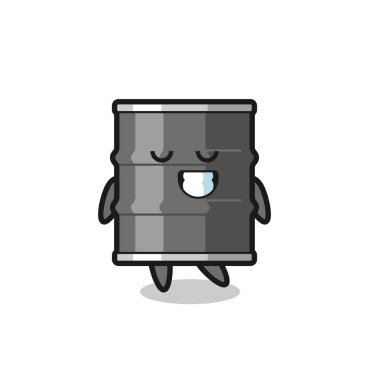 Yağ varili çizimi utangaç bir ifade, şirin bir tasarım