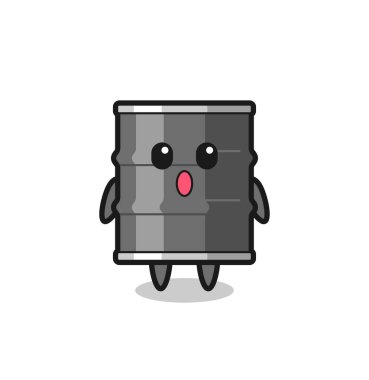 Petrol varili çizgi filminin hayret verici ifadesi, şirin tasarım.