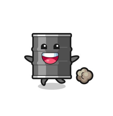 Mutlu yağ fıçısı çizgi filmi. Koşu pozu, şirin tasarım.