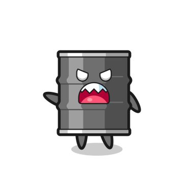 Şirin yağ fıçısı çizgi filmi, çok kızgın bir poz, şirin bir tasarım.