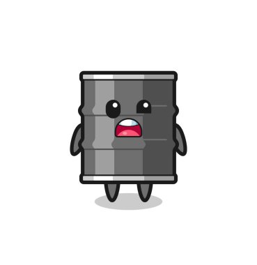 Şirin yağ varili maskotunun şok olmuş yüzü, şirin tasarım.