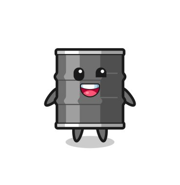 Tuhaf pozları olan, şirin tasarımı olan bir petrol varili karakteri tasviri