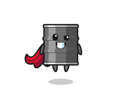 Uçan bir süper kahraman olarak sevimli yağ bidonu karakteri, şirin bir tasarım.