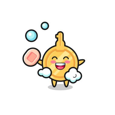 Anahtar karakter sabun tutarken banyo yapmaktır, şirin tasarım.