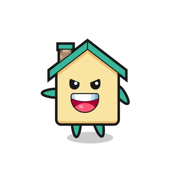 Dibujos Animados Casa Con Pose Muy Emocionada Lindo Diseño — Vector de stock