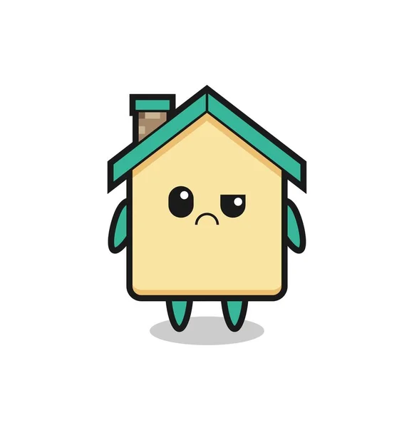 Mascota Casa Con Cara Escéptica Lindo Diseño — Vector de stock