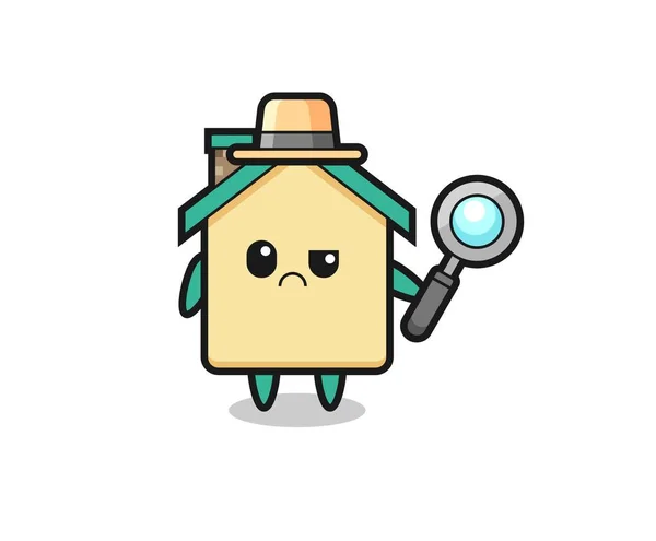 Mascotte Mignonne Maison Comme Détective Design Mignon — Image vectorielle