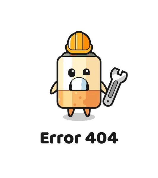 Chyba 404 Roztomilým Maskotem Cigarety Roztomilý Design — Stockový vektor