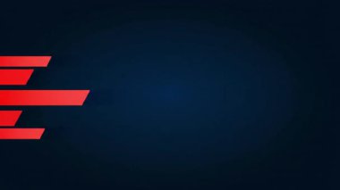 Sol tarafta kırmızı geometrik bir şekil elementi barındıran temiz, koyu mavi bir soyut hareket arkaplanı, alt üçte birler, haber örtüleri veya geniş kopya alanı olan kurumsal sunum başlıkları için tasarım.