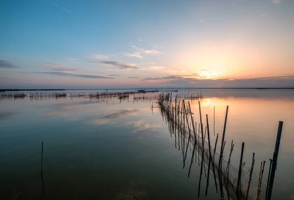 Zachód słońca w Albufera, Walencja, Hiszpania — Zdjęcie stockowe