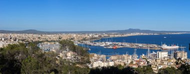Palma de Mallorca 'nın panoramik manzarası, İspanya